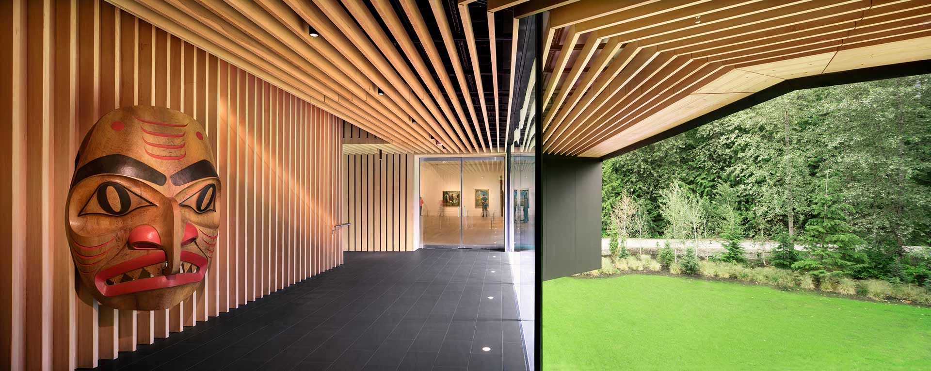 Interior and exterior view in art museum whistler